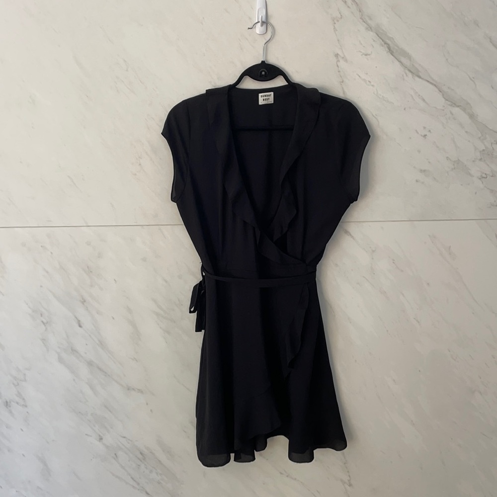 Sunday Best Aritzia black wrap dress